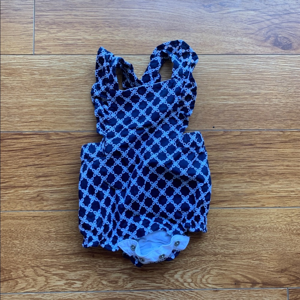 Janie and Jack navy and white overall